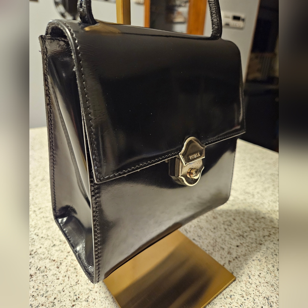 FURLA - EUC-ABSOLUTELY STUNNING Black Patent Leather Crossbody - Picture 2 of 15